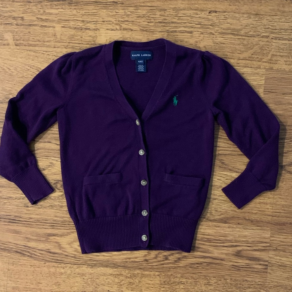 Ralph Lauren button up purple cardigan